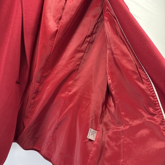 Talbots Womens Blazer Jacket Size 12 Solid Red Button Pockets Stretch Wool Blend - Picture 9 of 13